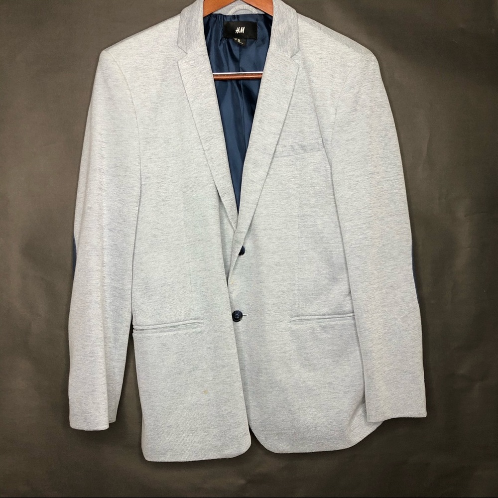 H&M Light Blue Blazer W/ Elbow Patches
